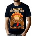 thumbnail image 1 of 100% Cotton S-XXXL Black Happy Thanksgiving Gaming Fall Turkey Gamer Men Themed T-Shirt, 1 of 6