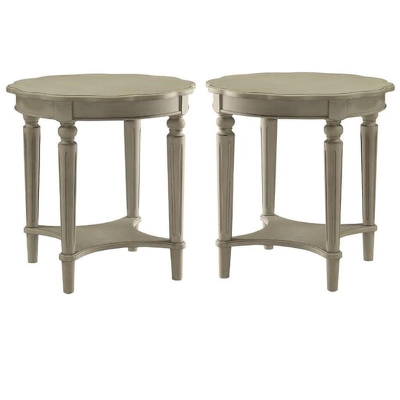 Home Square 2-Piece Furniture End Table Set in Antique Slate