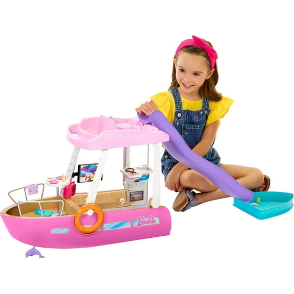 Barbie Dream Boat Playset with 20  Accessories Including Dolphin, Pool and Slide