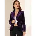 thumbnail image 3 of Chaqueta De Terciopelo De Oficina Frontal Con Botón De Solapa Con Muesca Vintage Para Mujer Púrpura S, 3 of 6