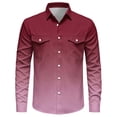thumbnail image 4 of hoksml Men's Gradient Western Long Sleeve Shirt Point Collar Dual Pocket Stretch Casual Everyday Top, 4 of 9