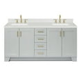 thumbnail image 2 of ARIEL Taylor 72 Inch Double Rectangle Sink Bathroom Vanity With Carrara White Quartz Countertop 1.5 Edge In Grey, 2 of 7