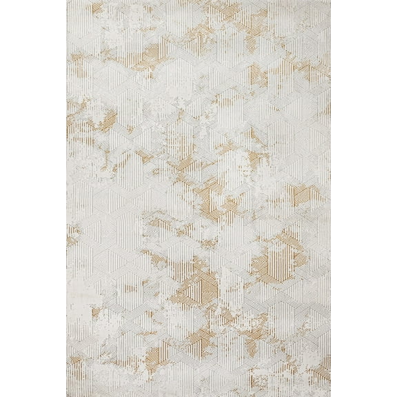 Gold Abstract Area Rugs for Living Room Washable Rugs Boho Moroccan Area Rug Soft Neutral Geometric Bohemian Carpet Distressed Indoor Rug for Bedroom Dining Room Office Foldable Nonslip Rug
