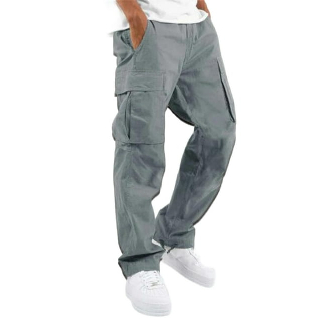 LUXUR Pantalon Cargo de Sport Décontracté pour Homme à Cordon Gris 5TG