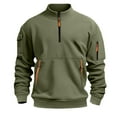 thumbnail image 4 of Fashion YLSDY Sweatshirts for Men Quarter Zip Tactical Sweatshirt Vintage Long Sleeve Sweat Tshirts Casual Pullover with Pockets Army Green XXL, 4 of 4