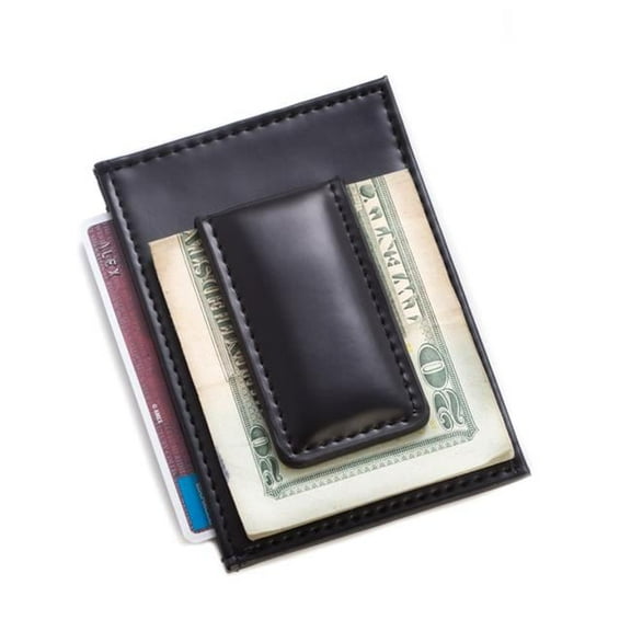Leather Magnetic Money Clip and Wallet with ID Window