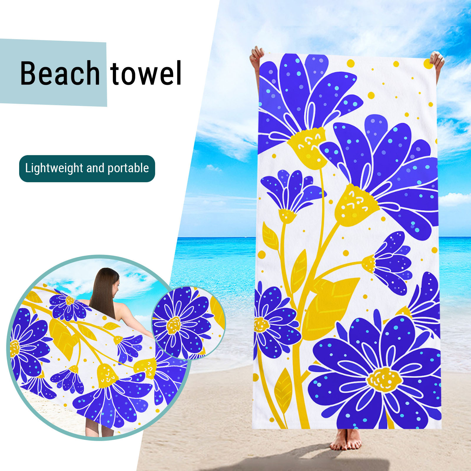 Beach Towels Clearance,Quick Fast Dry Sand Free Proof Compact Outdoor
