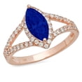 thumbnail image 7 of Halo Engagement Ring for Women - 1.2ct Simulated Blue Sapphire in 14K Rose Gold Promise Ring, 7 of 7
