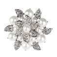 thumbnail image 1 of MasteelfCA 2PCS Fashion Rhinestones Pearls Wedding Party Shoe Clips Double Leaf Flowers Crystals Shone Buckles (Silver), 1 of 7