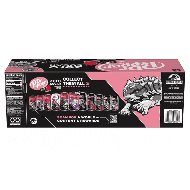 New Dr Pepper Zero Sugar Strawberries and Cream Soda Drinks, Sugar