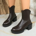 thumbnail image 6 of Brown Female Short Boots With Chunky Heel Supportive Arch For Walking And Standing In Comfort All Day, 6 of 7