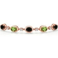 thumbnail image 3 of Gem Stone King 18K Rose Gold Plated Silver Black Onyx and Green Peridot and Lab Grown Diamond Bracelet for Women | 4.30 Cttw | Gemstone December Birthstone | Oval 7X5MM | Fully Adjustable 9 inch, 3 of 6
