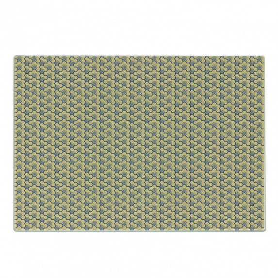 Floral Cutting Board, Japanese Minimalist Sakura Flowers Rhythmic Pattern in Muted Tones, Decorative Tempered Glass Cutting and Serving Board, in 3 Sizes, by Ambesonne