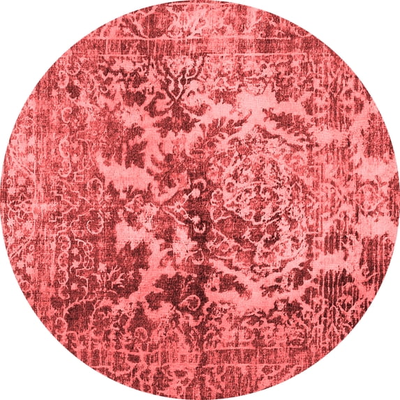 Ahgly Company Indoor Round Abstract Red Contemporary Area Rugs, 8' Round
