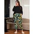 thumbnail image 5 of SHOWMALL Plus Size Pajamas for Women Long Sleeve Sleepwear Soft Loungewear 2 Piece Pjs Set with Pockets Yellow Blue Floral 3X, 5 of 7