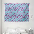 thumbnail image 1 of Pop Art Decor Tapestry, Retro 50s Style Image with Hearts Abstract Polka Dots Art Print, Wall Hanging for Bedroom Living Room Dorm Decor, 80W X 60L Inches, Hot Pink and Turquoise, by Ambesonne, 1 of 2