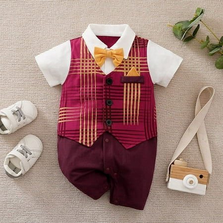 

DDWD Cotton summer newborn baby conjoined clothes short sleeve British male baby ha clothes baby climbing clothes generation of hair