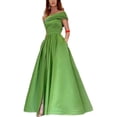 thumbnail image 3 of Vestido de satén con un solo hombro, vestido de noche, fiesta de cumpleaños, minifalda verde, abertura alta, mono sexy, 3 of 4