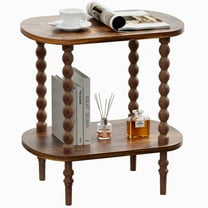 Gijjgole End Table, Modern Side Table with 2 Tier Open Shelf, Small Table Bed Side Tables Bedroom for Small Spaces, Living Room and Office (Rustic Brown)