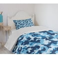 thumbnail image 4 of Ambesonne Camouflage Quilted Bedspread Set 2 Pcs, Blue Toned Design, Twin Size, Blue Coconut, 4 of 6