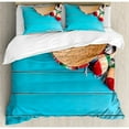 thumbnail image 3 of Mexican Decorations Twin Size Duvet Cover Set, Native Latin Elements with Sombrero and Maracas on Wood Background, Decorative 2 Piece Bedding Set with 1 Pillow Sham, Blue Cream, by Ambesonne, 3 of 3