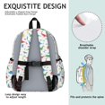 thumbnail image 5 of White Cartoon Dinosaurs Figures Pattern Cute School Backpack with Padded Back and Adjustable Shoulder Straps 13.4"x11"x4.7", 5 of 5