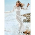 thumbnail image 3 of Womens Crochet Cover Ups Long Sleeve Sexy Mesh Backless Knit Swimsuit Coverup Beach Maxi Dress, 3 of 5
