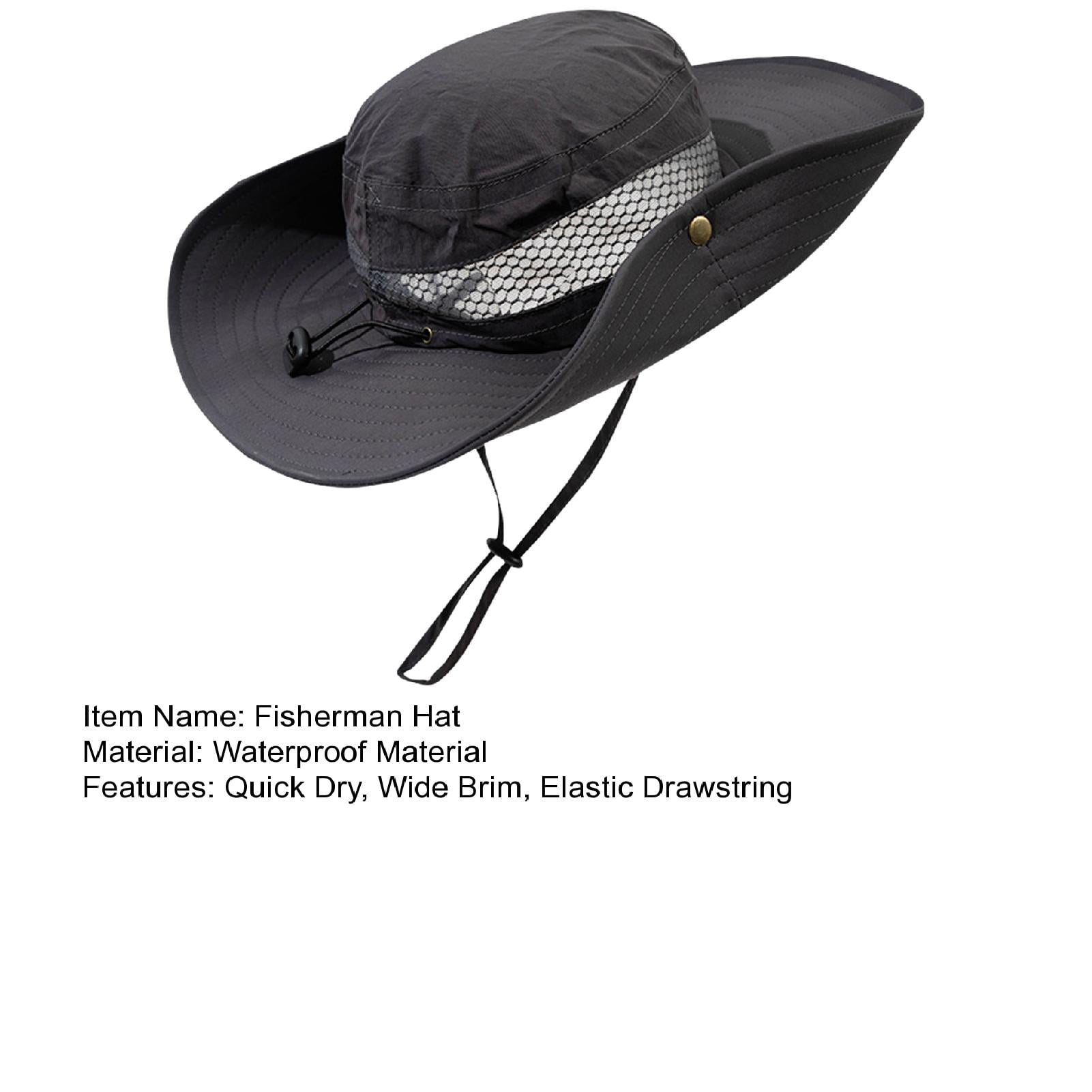 Fashion Bucket Hat Man Fishing Hiking Cowboy Hat Quick-Drying Letter Fisherman  Hat Outdoor UV Sun Protection Breathable Cap-XMZ73-Black 