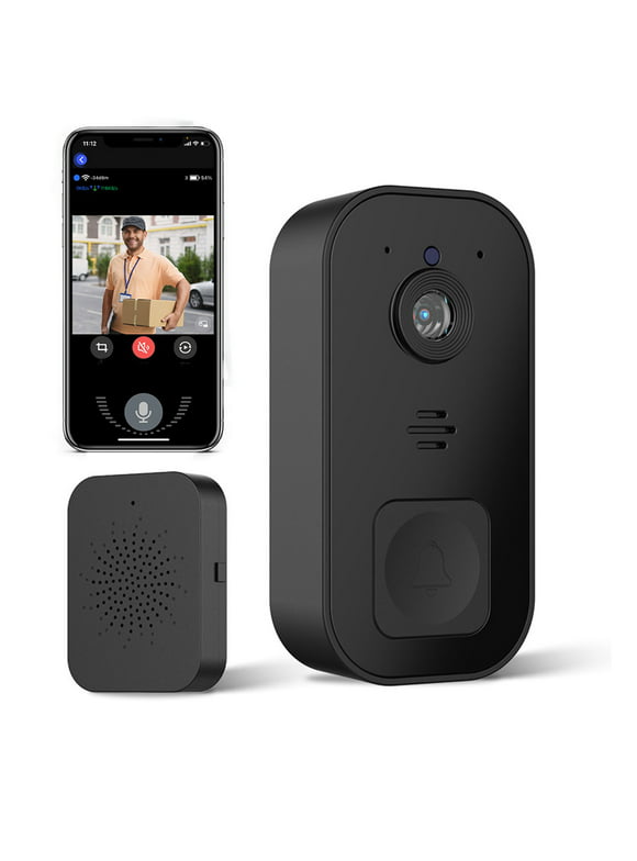 FAMKIT Doorbell Camera Wireless, WiFi Smart Wireless Doorbell Home Security Intercom Video Camera DoorBell with 2-Way Audio, Night Vision, Cloud Storage, 2.4G 720P(Black)