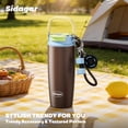 thumbnail image 5 of Sidagar 30 oz Insulated Water Bottle with Straw, Dual Drinking Lid and Carry Handle, Stainless Steel Travel Tumbler, Brown, 5 of 9