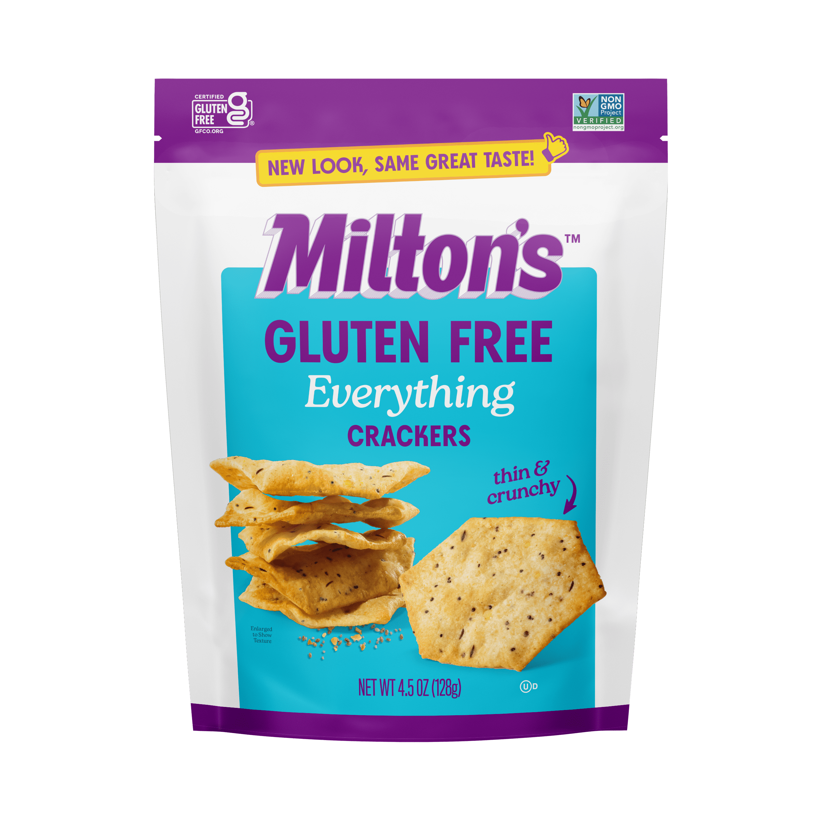 (4 pack) Milton's Gluten Free Crackers - Everything Seasoning, 4.5oz, Plastic Bag