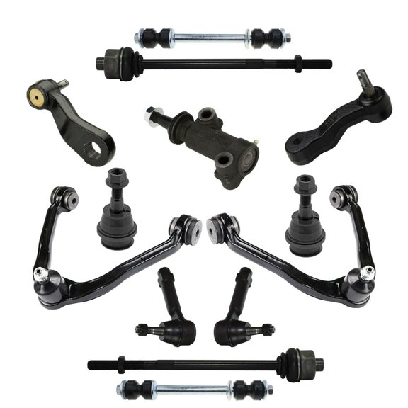 13 Pc Suspension Kit For Cadillac Chevrolet GMC Upper Control Arms and Ball Joints Assembly Sway Bars & Idler Arms Inner & Outer Tie Rod Ends Lower Ball Joints, Pitman Arm with 4 Grooves