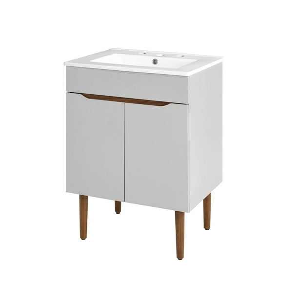 Sink Vanity Cabinet, Wood, Grey Gray White, Modern Contemporary Urban Design, Hotel Bedroom Bathroom Master Suite Guest