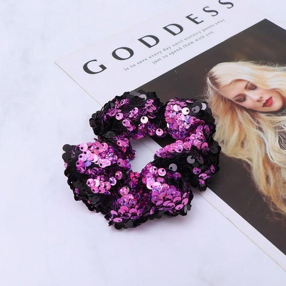 SOPOTUTU Rosy Sequin Hair Tie Durable Cloth Ponytail Holder for Stylish Hair Looks Perfect for Daily Use