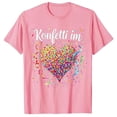 thumbnail image 1 of T-Shirt à Manches Courtes pour Femmes avec Imprimé Cœur Confetti, Manches Raglan, Haut de Fête Décontracté pour Festivals et Usage Quotidien, 1 of 2