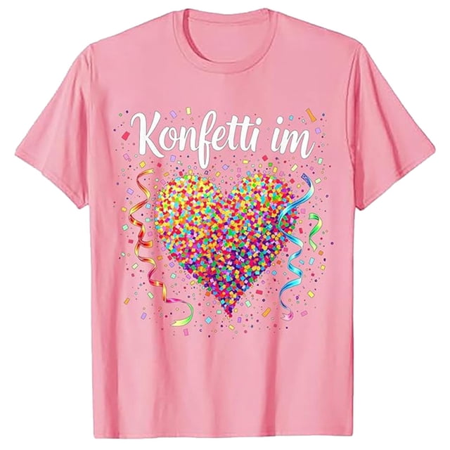 RXMEKW T-Shirt à Manches Courtes pour Femmes avec Imprimé Cœur Confetti, Col en V et Manches Raglan pour Tenue Décontractée, Fêtes à Thème et Festivals de Musique