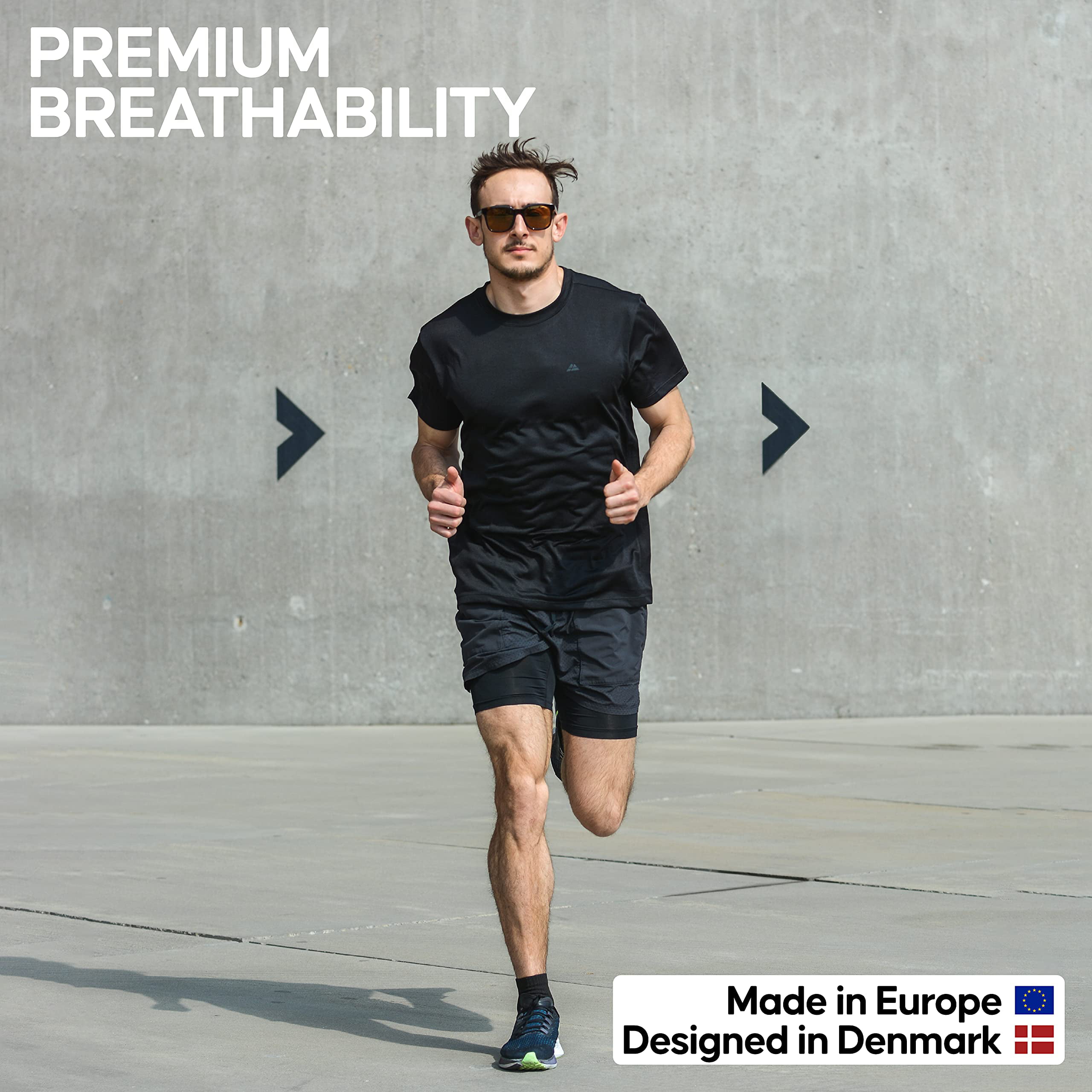 Sports DANISH ENDURANCE Quarter Athletic Socks for Men & Women 3-Pack Performance Running Gym Made in EU Breatheable 