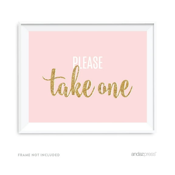 Pink Roses English Tea Party Tea Party Wedding Collection, Party Signs, Please Take One, 8.5x11-inch, 1-Pack