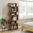 thumbnail image 4 of Costway 6-tier Storage Bookshelf S-shaped Geometric Bookcase with Anti-toppling Kits Brown, 4 of 9
