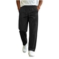 thumbnail image 2 of Mifsaly Mens Lightweight Pants Drawstring Elastic Waist Straight Leg Work Pants Breathable Golf Travel Business Casual Bottoms with Pockets Black,S, 2 of 7