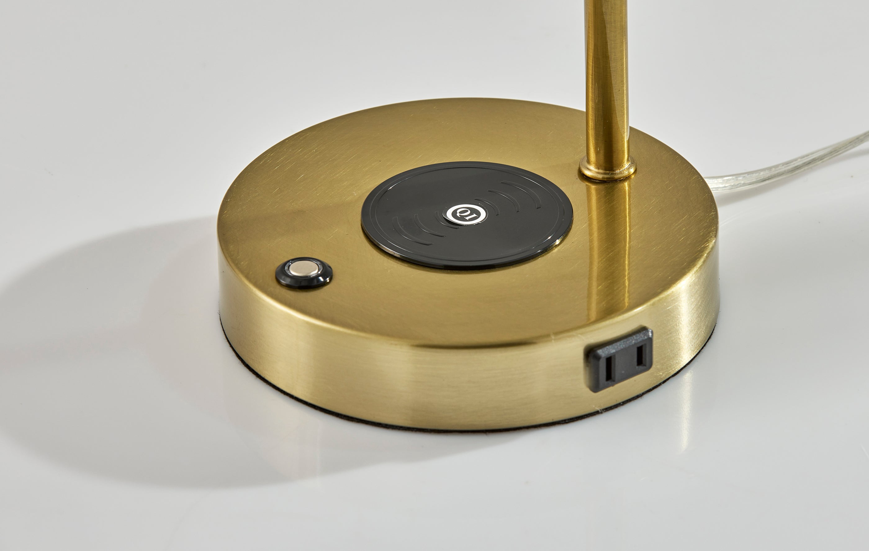 Adesso Dax 16-24" Wireless Charging AC Outlet & USB Port Touch Dimmer LED Brass Desk Lamp
