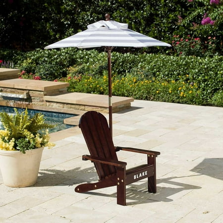 Adirondack Chair with Umbrella, Gray and Brown - Walmart.com