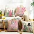 thumbnail image 4 of Christmas Pillow Covers 20 x 20 Inch Set of 4 Merry Christmas Trees Snowflake Joy Throw Pillow Covers Xmas Winter Holiday Decorative Pillow Covers Cushion Cases Decoration for Sofa Couch, 4 of 6