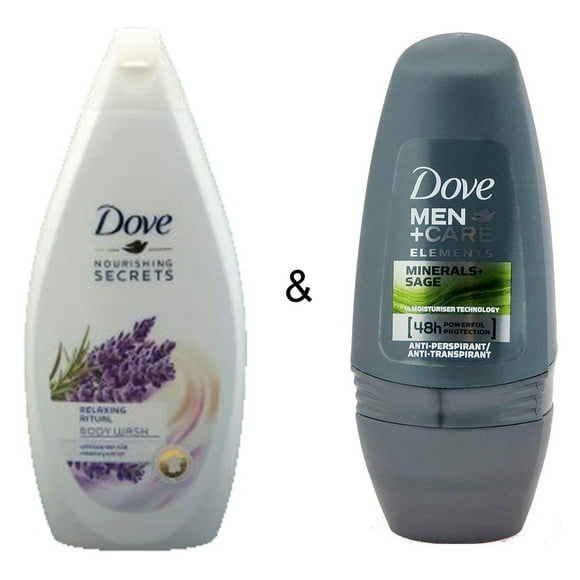 Body Wash Relaxing Ritual 500 by Dove & Roll-on Stick Mineral & Sage by Dove