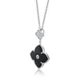 thumbnail image 4 of Black Onyx and Cubic Zirconia Double Flower Pendant Necklace for Women in 925 Sterling Silver 16-18 Inches Adjustable Spring Ring by Lavari Jewelers, 4 of 4
