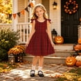 thumbnail image 2 of Curuila Child Toddler Girls Halloween Dress Sleeveless Plaid Print Crew Neck For Party Fashion Dresses Size 3-4 Years, 2 of 5