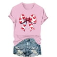thumbnail image 2 of ICHUANYI Valentine's Prints Bow Shirt for Women Graphic Tees Short Sleeve Tee Top Round Neck Short Sleeved T-shirt Top, 2 of 6