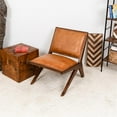 thumbnail image 3 of Allora Mid Century Modern Furniture Style Wide Top Leather Tan Comfy Armchair, 3 of 6