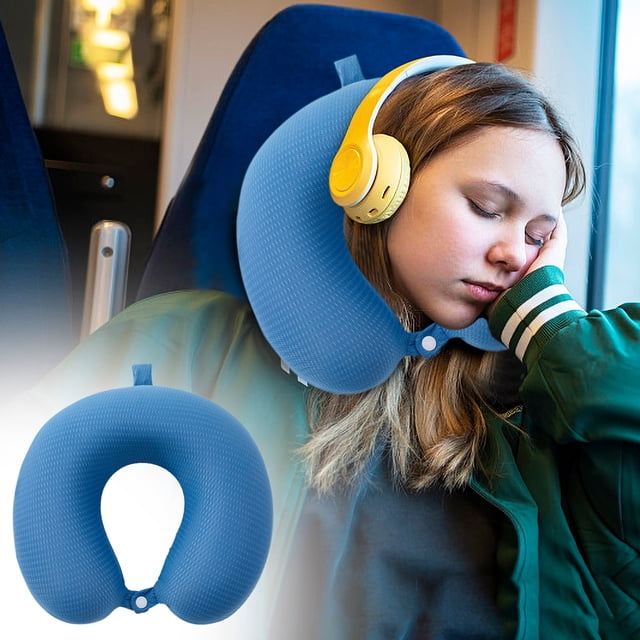 Fiudx Almohada Cervical Vertebrae, Almohada de Viaje Curvatura, Almohada Ligera para La Siesta, Ideal para Coche, Tren, Avión, Regallo para Adultos y Niños, Cremallera Fácil de Limpiar.