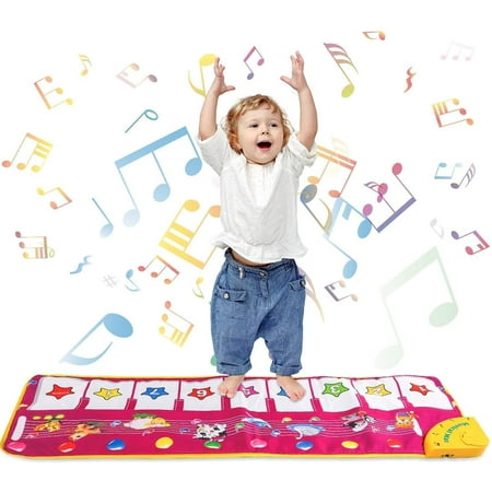 EIMELI Piano Musical Mat for Kids Toddlers Dance Mat Early Education Music Toys for 1-3 Year Old Baby Boys Girls Birthday Christmas Xmas Gifts for Girl Boy Stocking Stuffers Pink